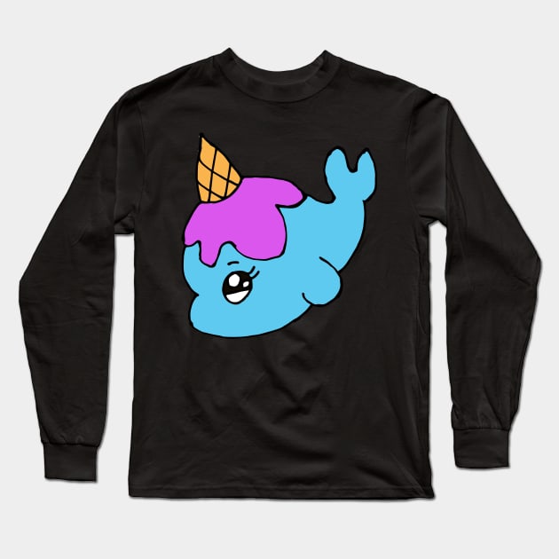 Whale Unicorn Hand Drawn Long Sleeve T-Shirt by Shadowbyte91